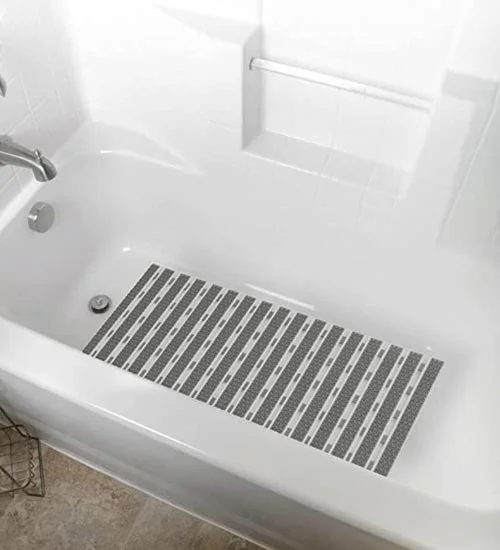 Stripes Shower Mat Anti Slip for Shower, Kitchen, Wet Area, Laundry Room Indoor Outdoor, Non Skid Grey (61cm × 45cm)